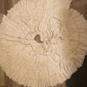 Burlap cotton ruffled Christmas tree skirt farmhouse boho rustic country decor